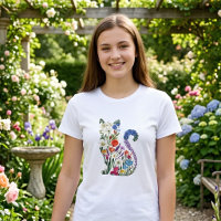Gato Floral Elegante para Mulheres