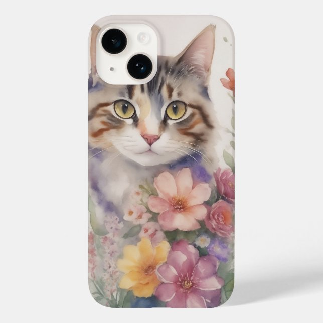 Gato Floral em Aquarela Fofa (Verso)