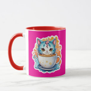 Gato Fofo Com Caneca De Café Design De Desenho-946