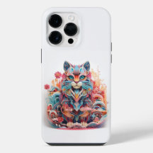 Gato Fofo com flores Recorte de Papel 3D