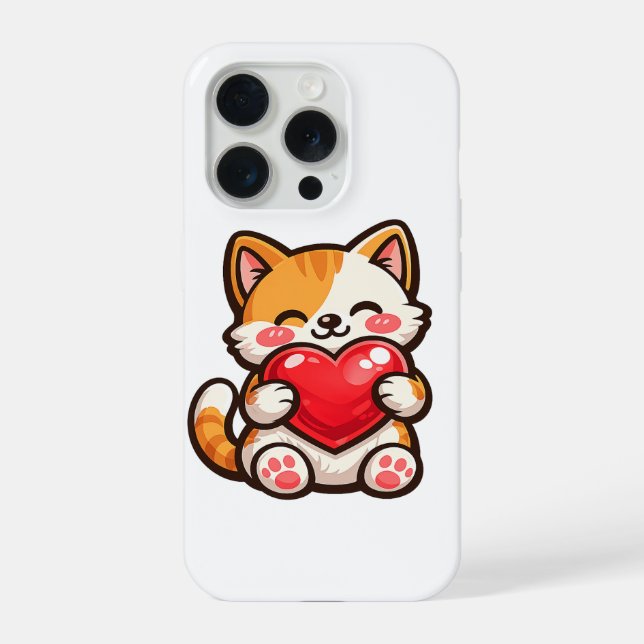 Gato Fofo Coração – Gato Kawaii Abraçando Coração  (Verso)