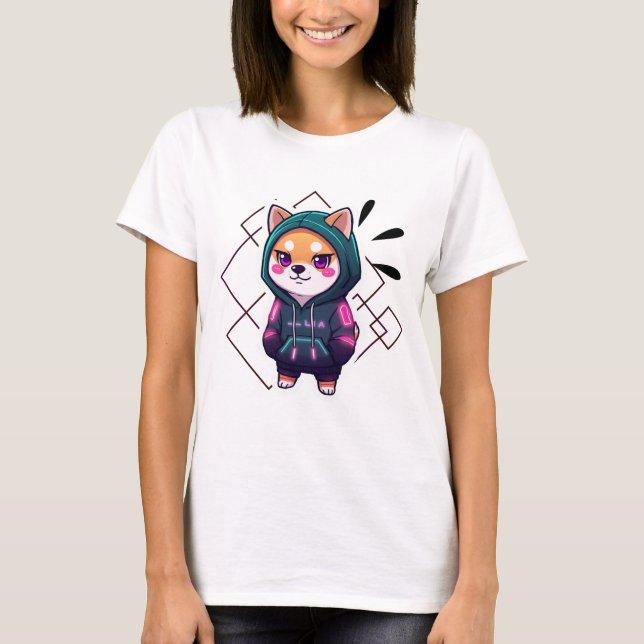 Gato Fofo de Anime com Camiseta de Moletom (Frente)