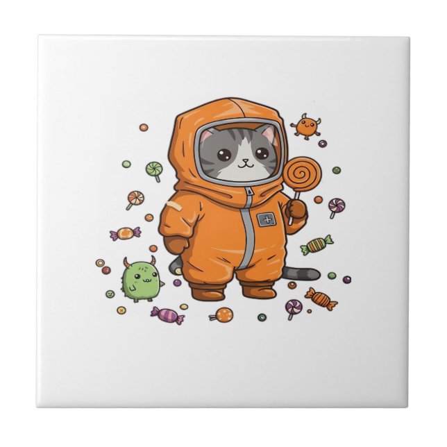 Gato Fofo de Hazmat Halloween Doce Monstro Diversã (Frente)