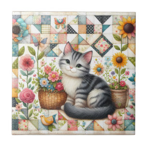 Gato Fofo em Colcha Floral Cottagecore