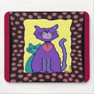 Gato & gatinho Funky roxos - mousepad