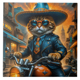 Gato Gato Gato Em Sombrero E Moto