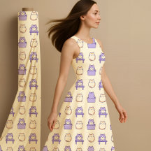 Gato Gordinho Kawaii Lavanda Pastel Fofo Tecido Es