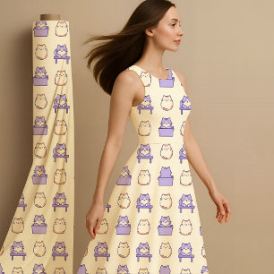 Gato Gordinho Kawaii Lavanda Pastel Fofo Tecido Es