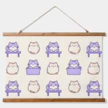 Gato Gordinho Kawaii Lavanda Pastel Fofo Tela Prin