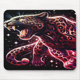 Gato Grande Rosnando Preto + Dourado em Mousepad d