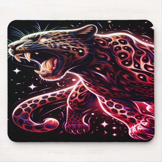 Gato Grande Rosnando Preto + Dourado em Mousepad d (Frente)