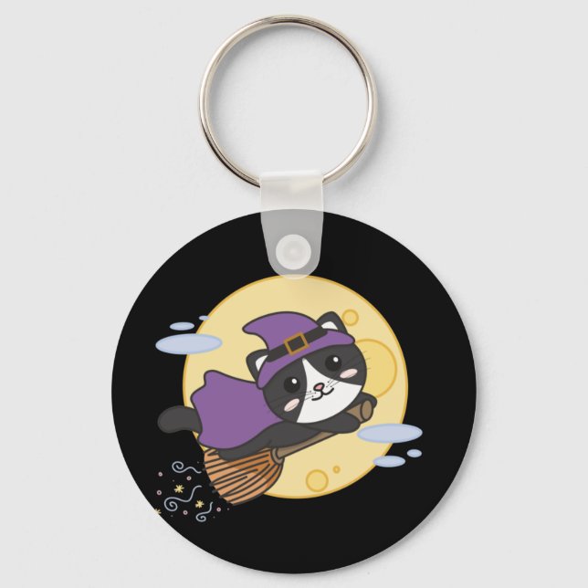 Gato Halloween Bruxas Kids Witume Chaveiro (Frente)