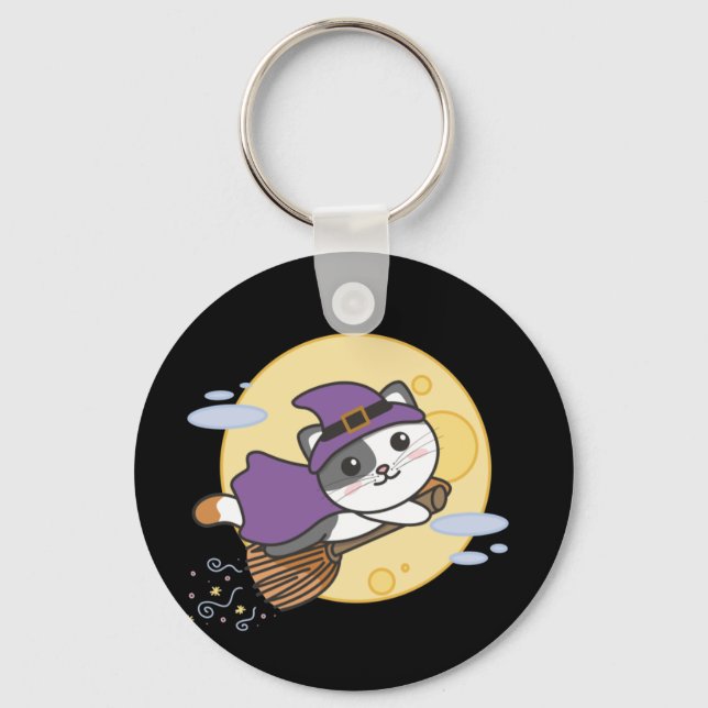 Gato Halloween Bruxas Kids Witume Chaveiro (Frente)