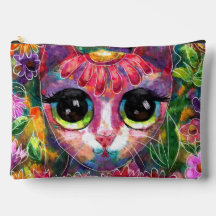 Gato Impressionista Whimsical de Olhos Grandes em 