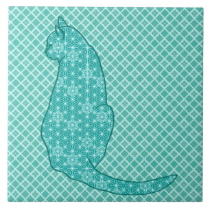 Gato Japonês - Turquoise Kimono Impressão