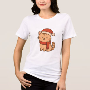 Gato Kawaii de Natal com Cachecol