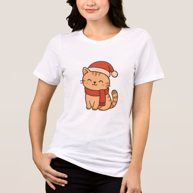 Gato Kawaii de Natal com Cachecol (Frente)