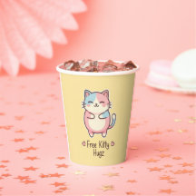 Gato Kawaii Fofo Copos de Papel Festa Pastel Gráti