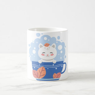 Gato Kawaii Fofo em uma Caneca de Café de Xícara A