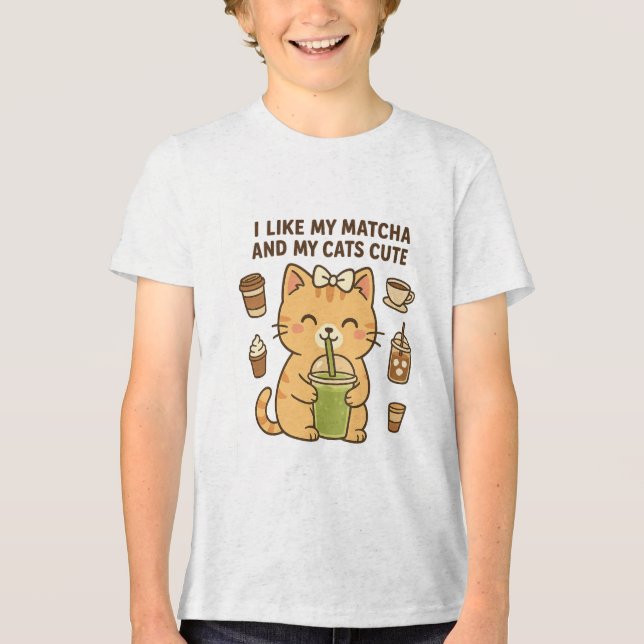 Gato Kawaii Giro Gelado com Chá Verde Matcha (Frente)