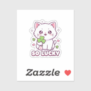 Gato Kawaii Sortudo Maneki Neko Com Adesivo de Tre