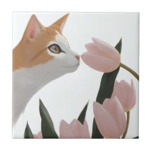 Gato Laranja Doce Tema de Primavera