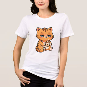 Gato Laranja Engraçado Cansado Bebendo Café Fofinh