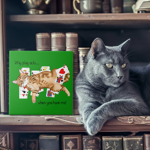 Gato Laranja Listrado Engraçado Jogando Paciência