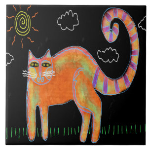 Gato Laranja na Pintura do Abstrato