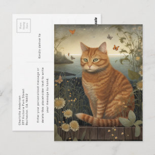 Gato Laranja Tabby à Beira-Mar Cartão Postal