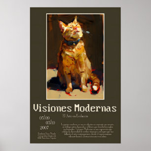 Gato Laranja Tabby Arte Impressão Expressionista A