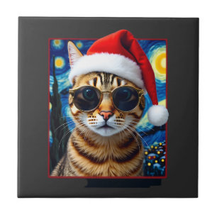 Gato Laranja Tabby Noite Estrelada Natal
