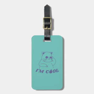 Gato legal com óculos de sol Etiqueta de bagagem