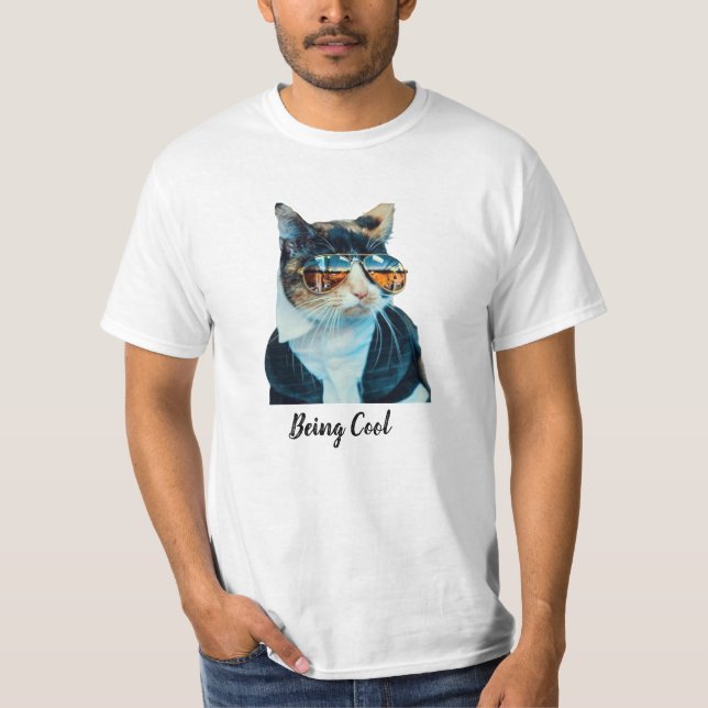 Gato Legal engraçado com óculos escuros, camiseta  (Frente)