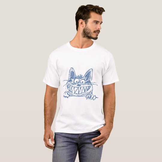 Gato legal louco no azul camiseta