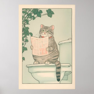Gato Listrado Impressão de Banheiro Engraçado Japo