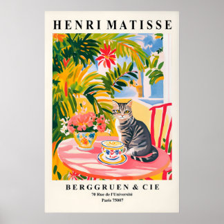 Gato Listrado Matisse Impressão Arte de Café Espre