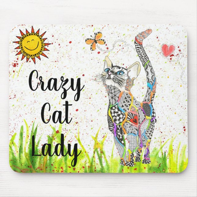 Gato Louco, Bonito e Colorido, Lady Mousepad (Frente)
