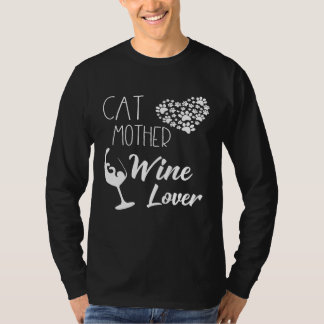 Gato Mãe Vinho Vidro Camisa Cheio Cardíaco De Pata