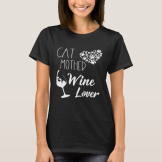 Gato Mãe Vinho Vidro Camisa Cheio Cardíaco De Pata