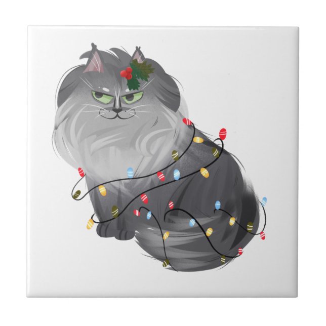 Gato Maine Coon com Decorações de Natal (Frente)