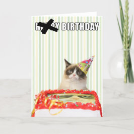 Gato mal-humorado - cartão do feliz aniversario