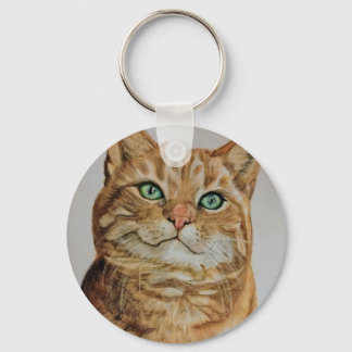 Gato malhado em chaveiro