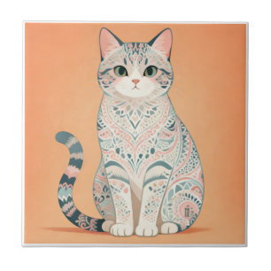 Gato Mandala Boho Kitty Paisley Ornamental Paste