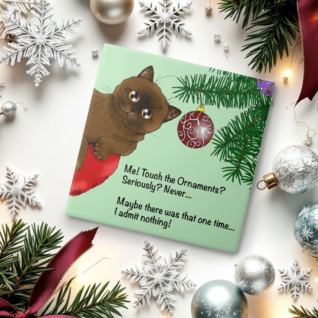 Gato Marrom de Natal Verde Divertido Humor Fofo (Criador carregado)