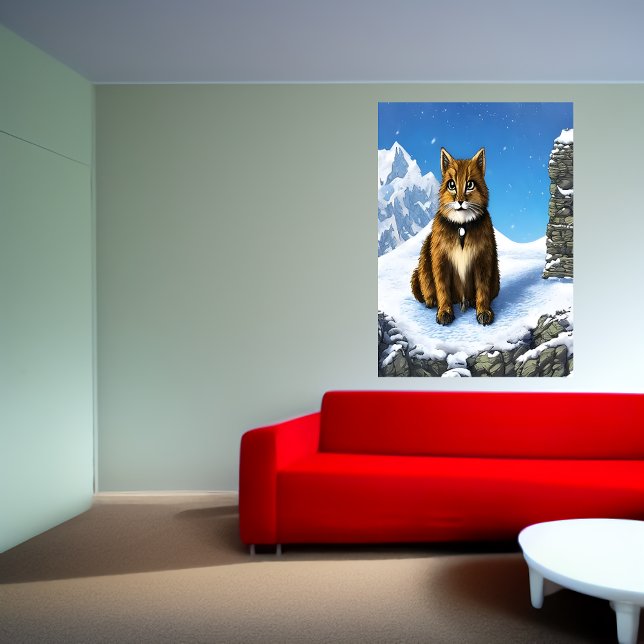 Gato marrom na neve | AI Art Poster (Criador carregado)