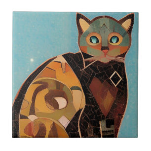 Gato marroquino, mosaico, abstrato, vozes de gatin