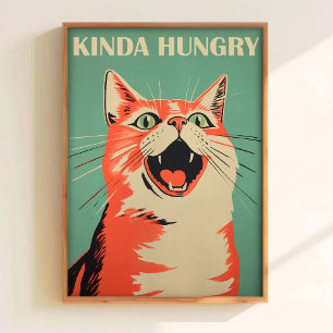Gato Meio Faminto Impressão Arte de Parede Diverti
