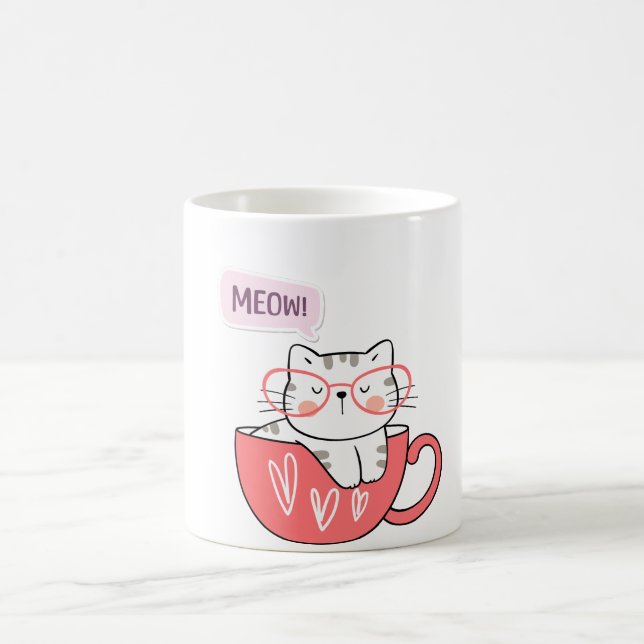 gato miando numa xícara (Centro)