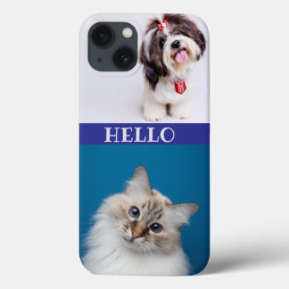 Gato Moderno e Cachorro, monogramas cúbicos roxos 